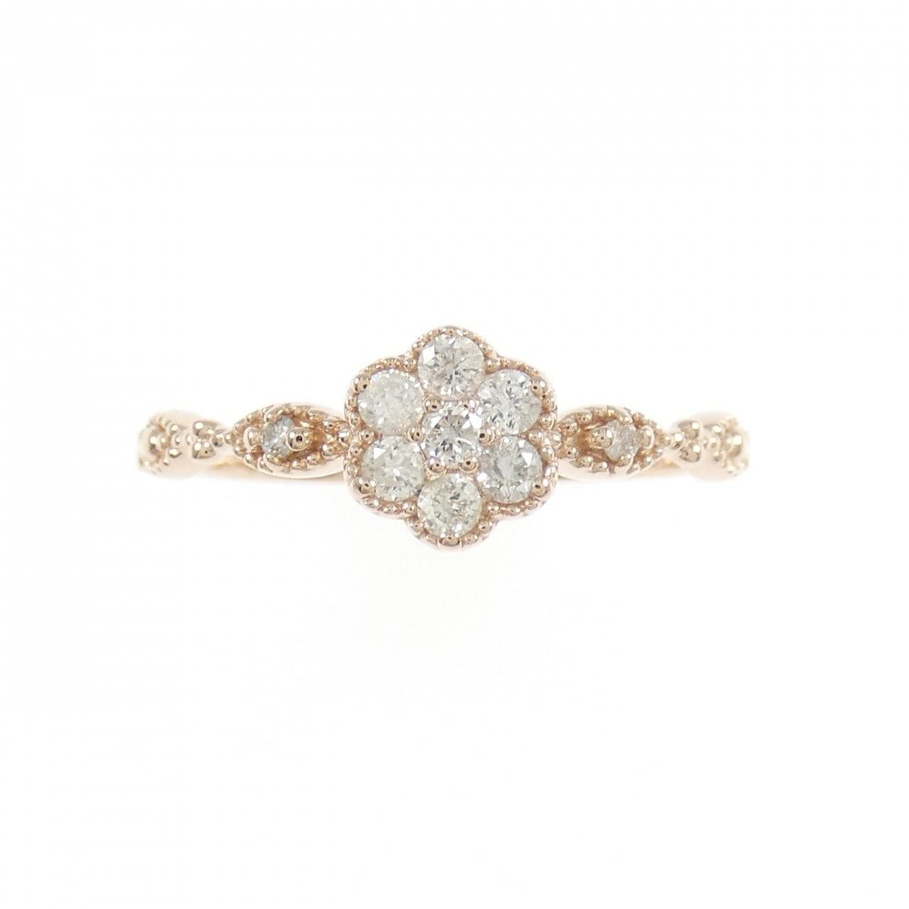 K10PG フラワー ダイヤモンド リング 0.17CT