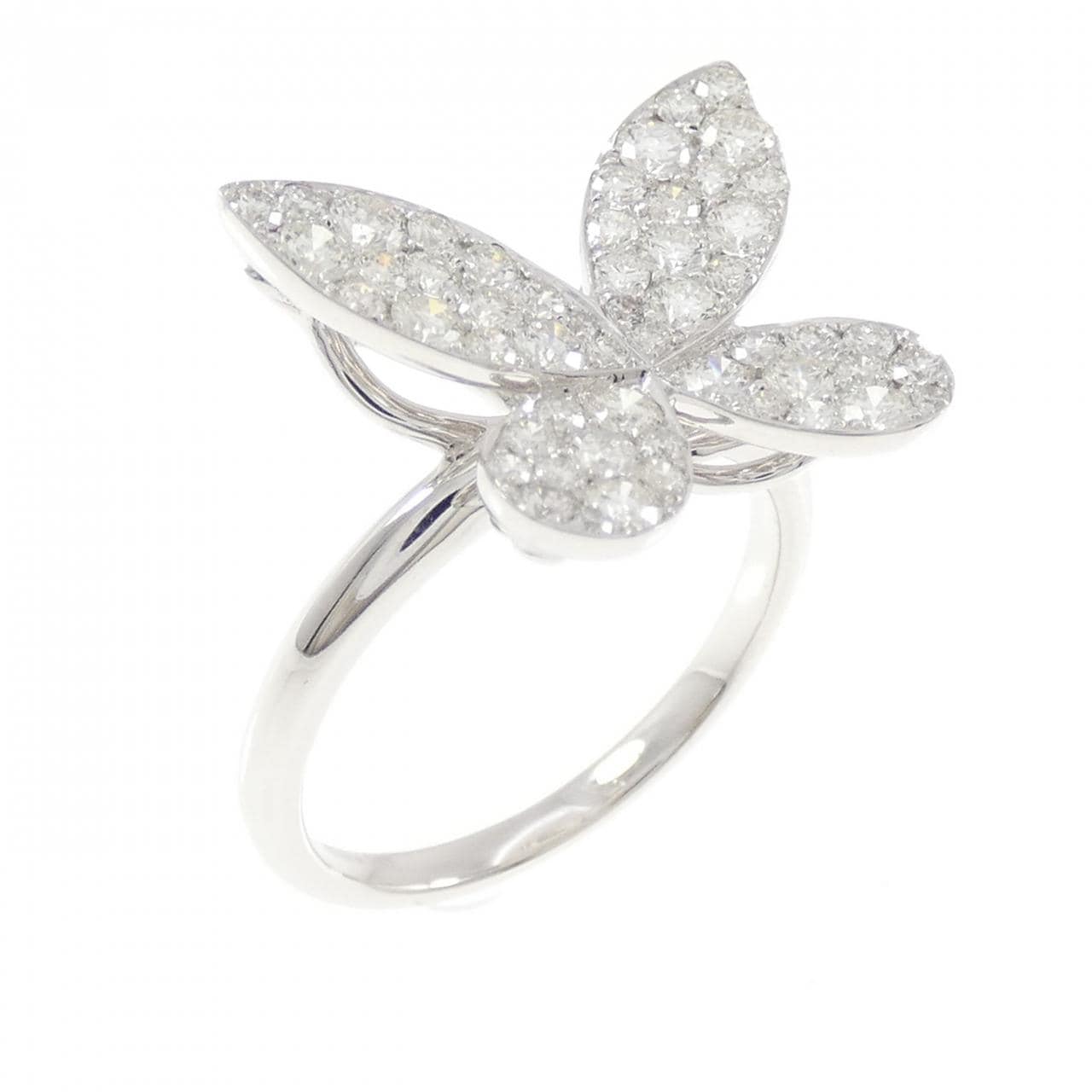 K18WG バタフライ ダイヤモンド リング 1.03CT