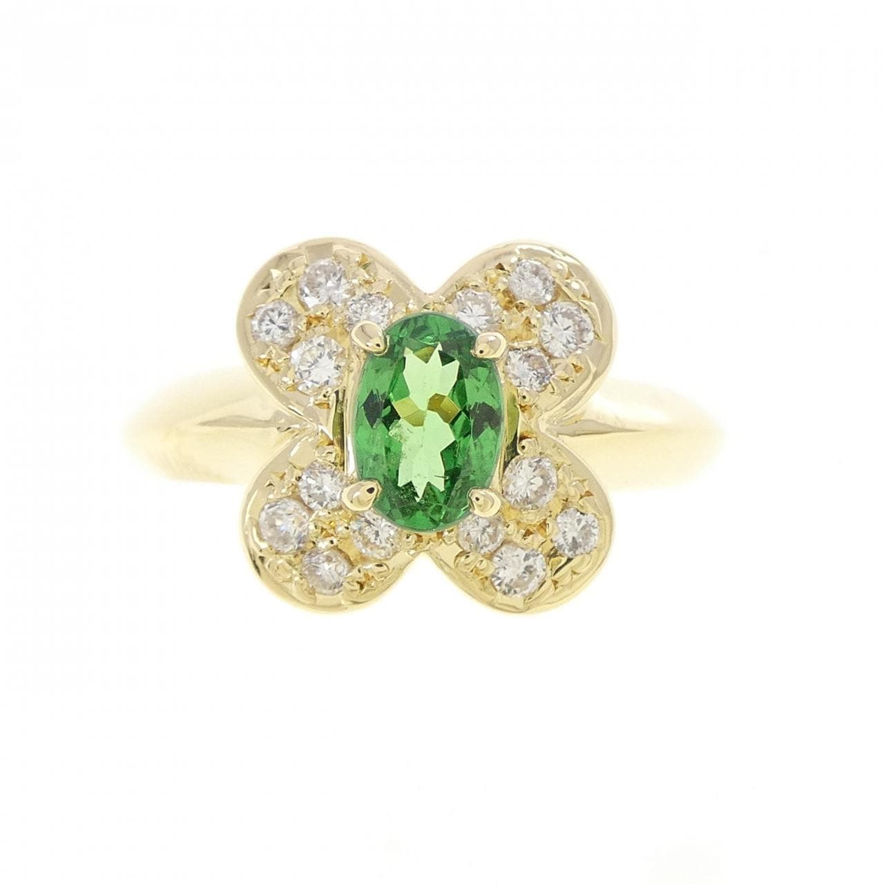 K18YG フラワー エメラルド リング 0.585CT