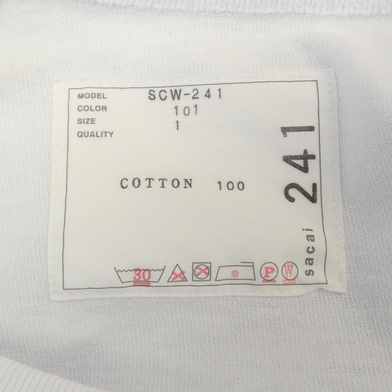 サカイ SACAI S COTTON JERSEY T-SHIRT SCW-241 Tシャツ