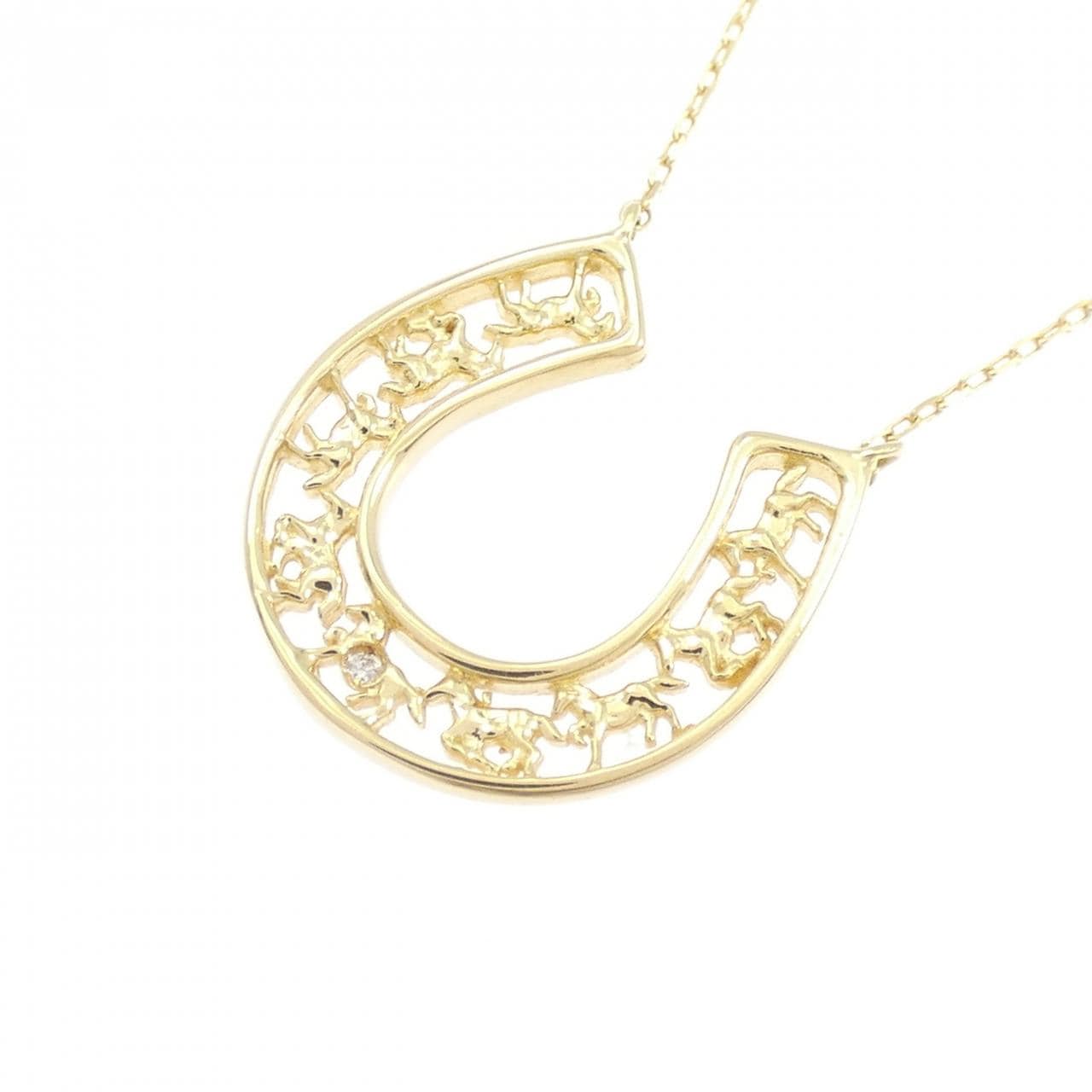 K18YG ホースシュー ダイヤモンド ネックレス 0.004CT