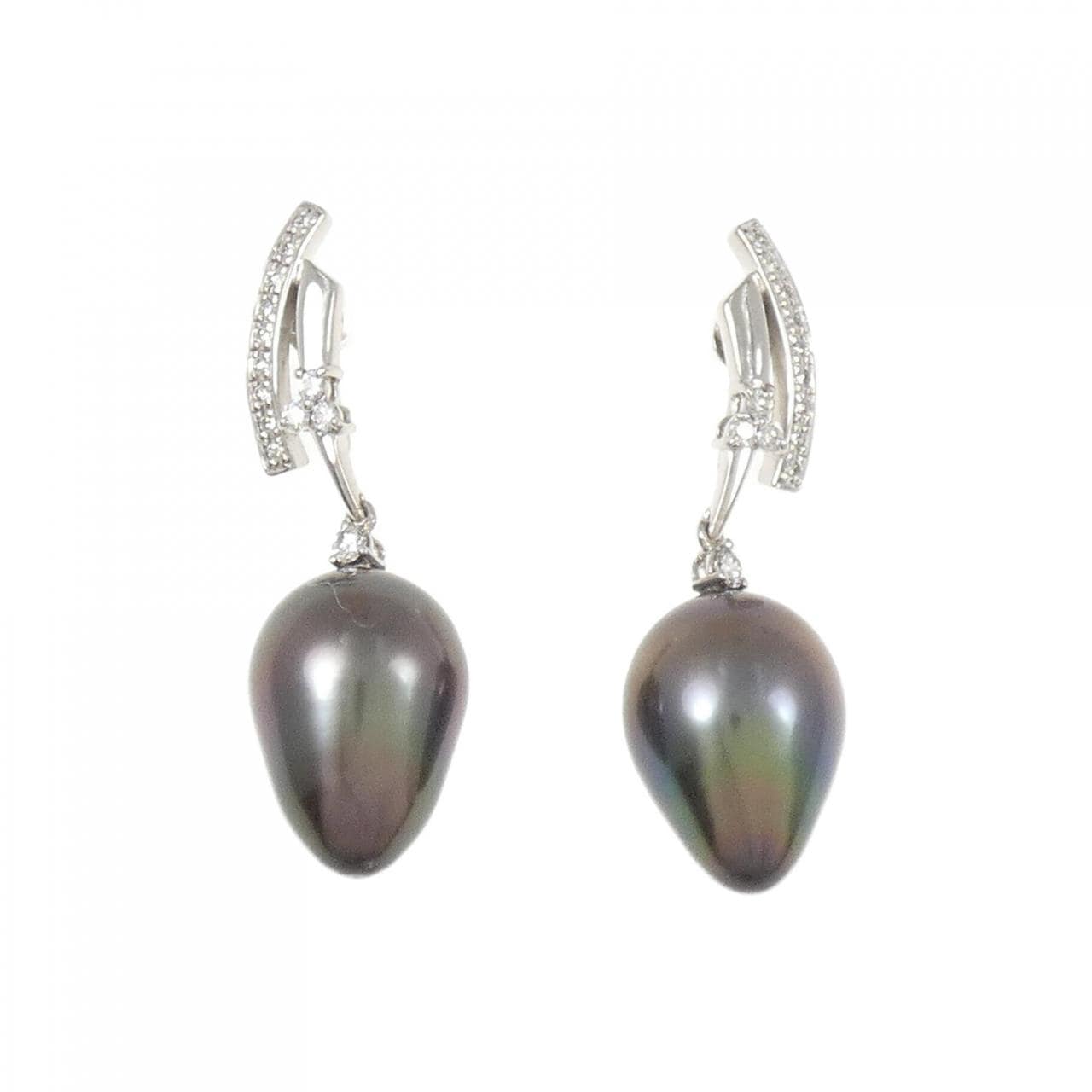 K18WG Black Pearl Earrings