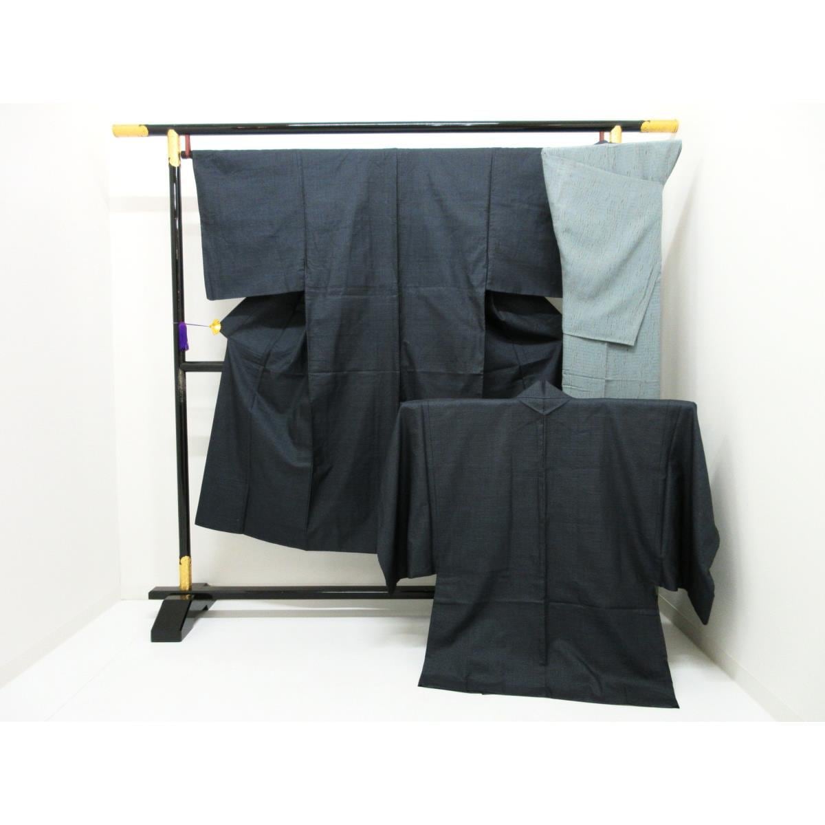 Men&#39;s Ooshima Tsumugi 100-yam kimono, haori, and undergarment 3-piece set