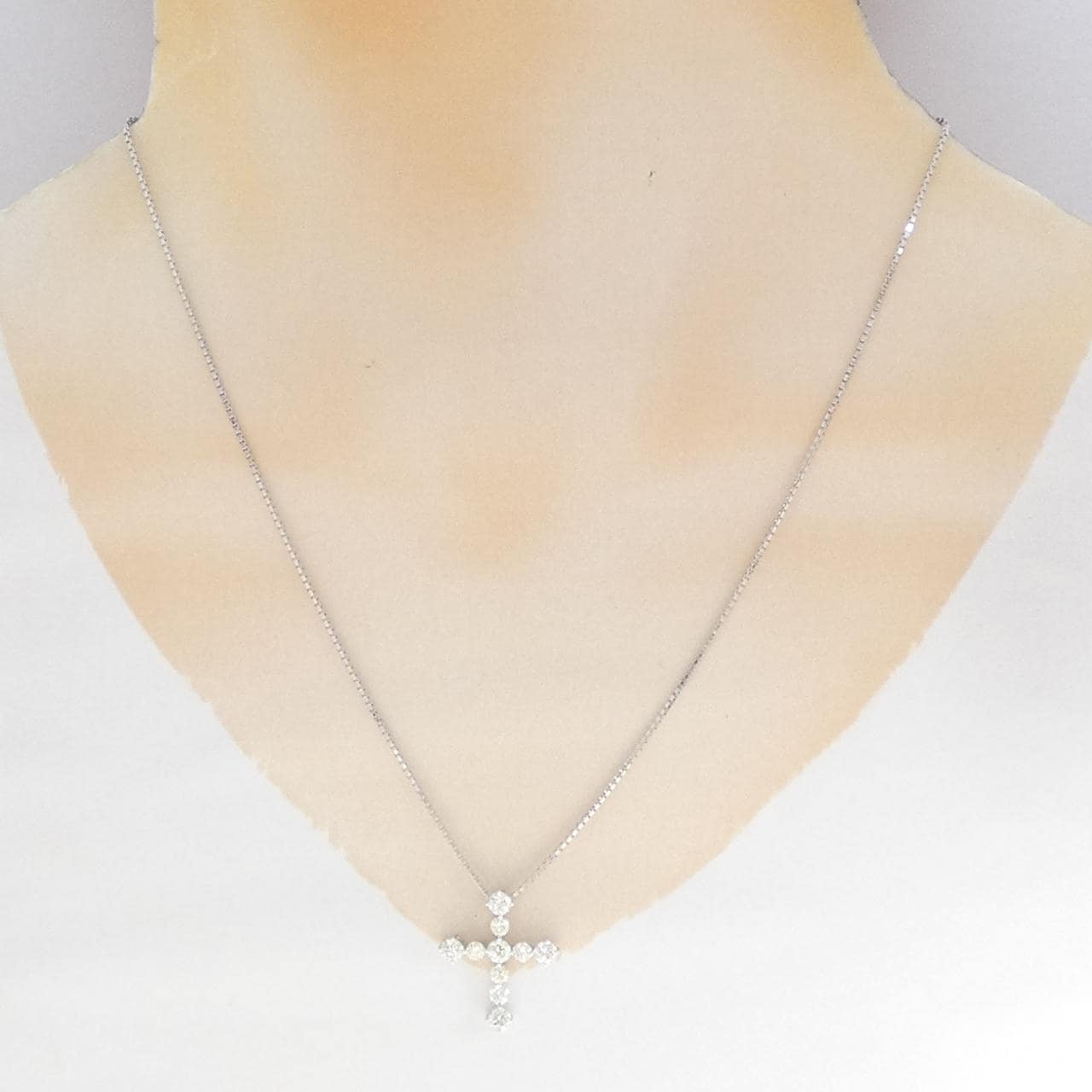 K18WG クロス ダイヤモンド ネックレス 1.05CT