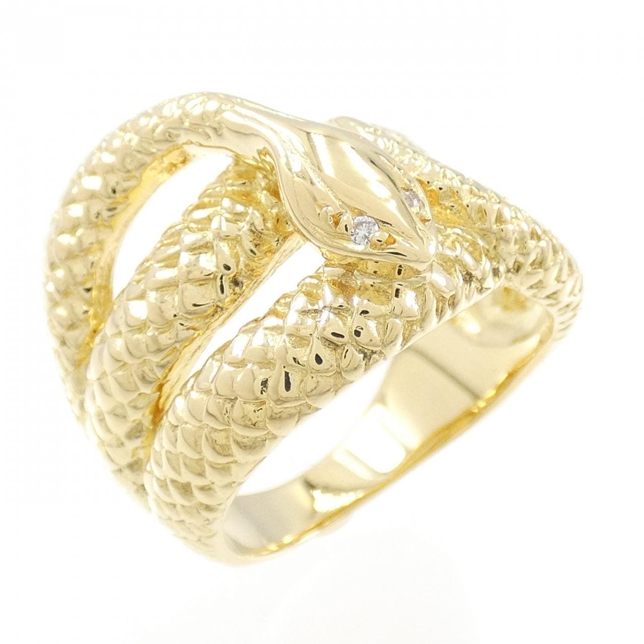 K18YG snake Diamond ring
