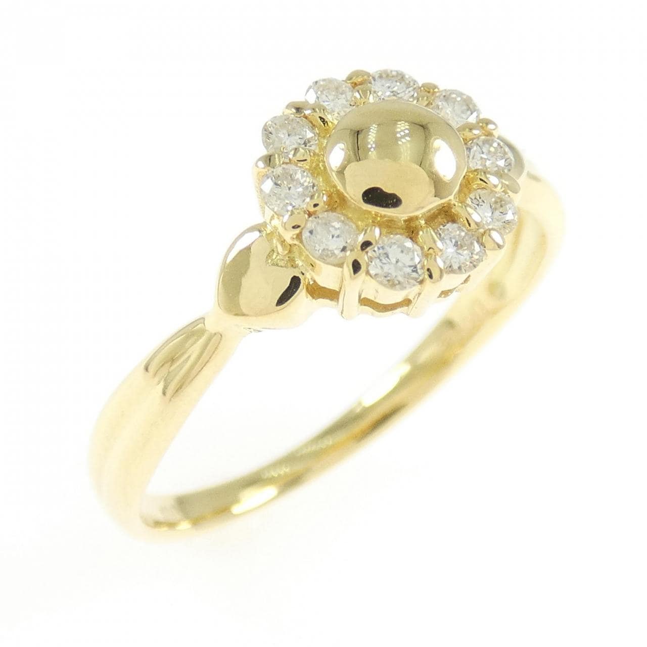 K18YG フラワー ダイヤモンド リング 0.18CT