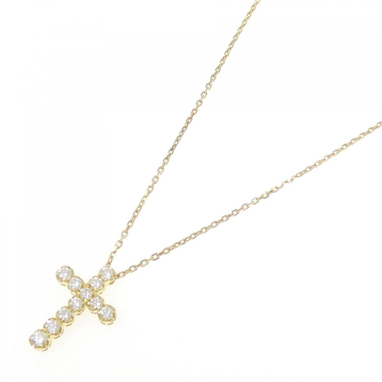 K18YG クロス ダイヤモンド ネックレス 1.05CT