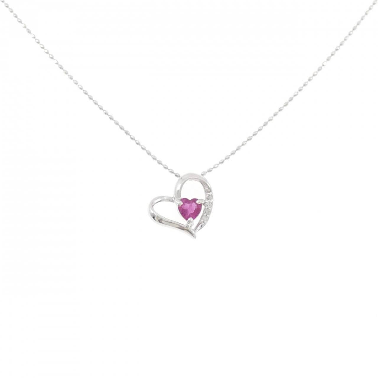 K10WG ハート ルビー ネックレス 0.28CT