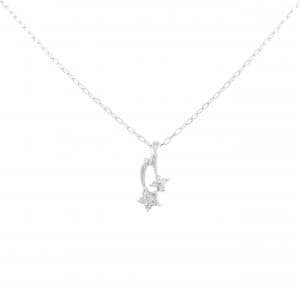 K18WG フラワー ダイヤモンド ネックレス 0.08CT