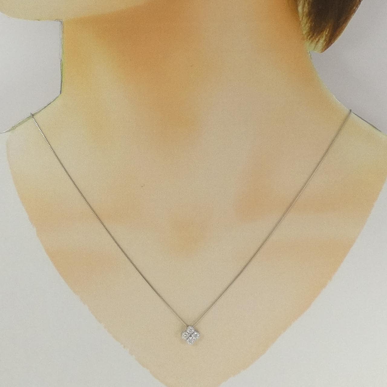 【新品】PT900/PT850 フラワー ダイヤモンド ネックレス 0.300CT
