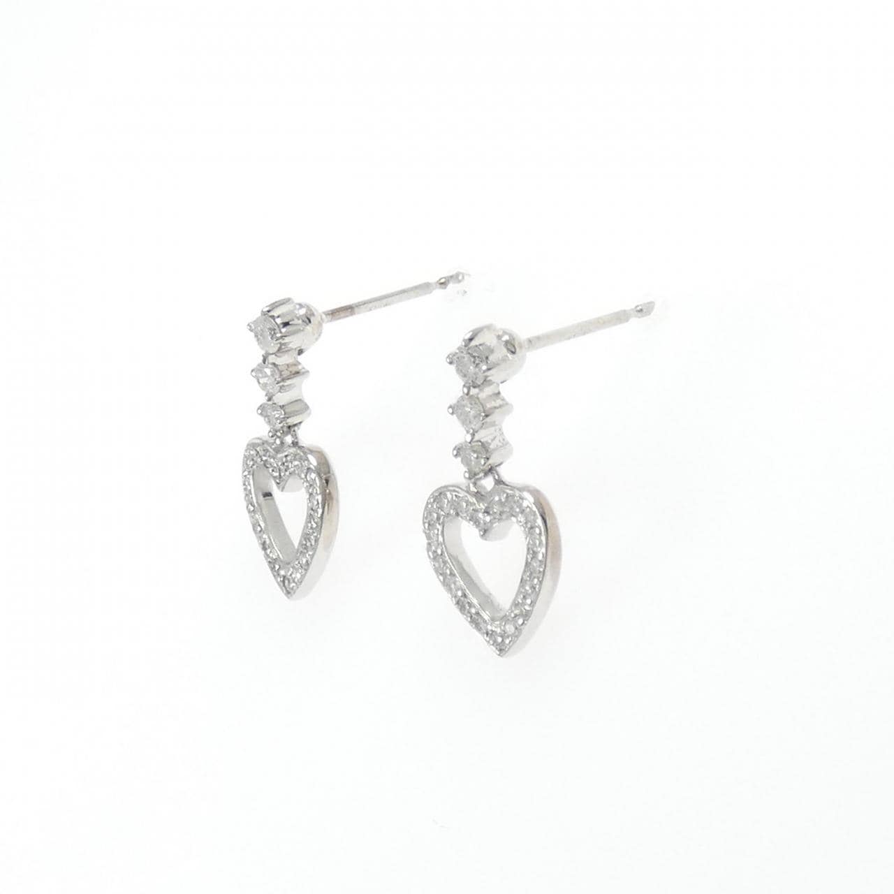 K18WG ハート ダイヤモンド ピアス 0.33CT