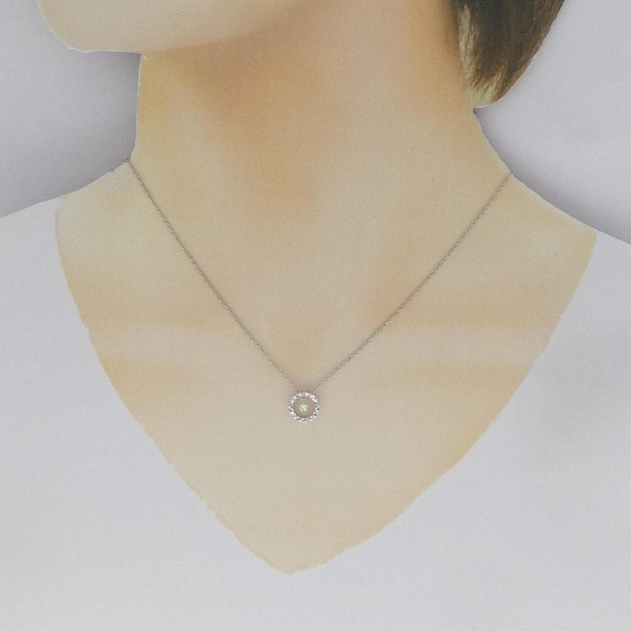 K18WG ダイヤモンド ネックレス 0.08CT