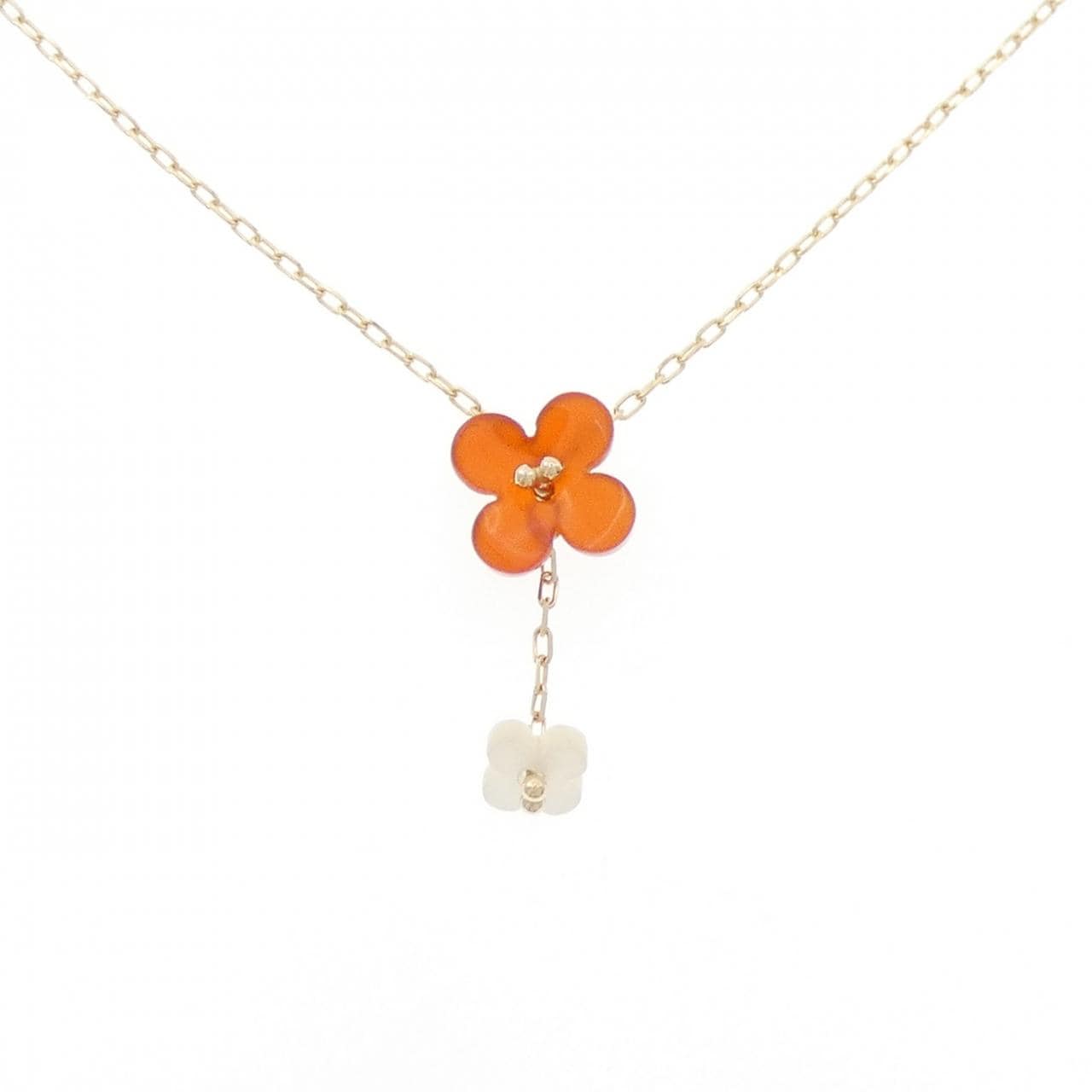 K10YG フラワー メノウ ネックレス