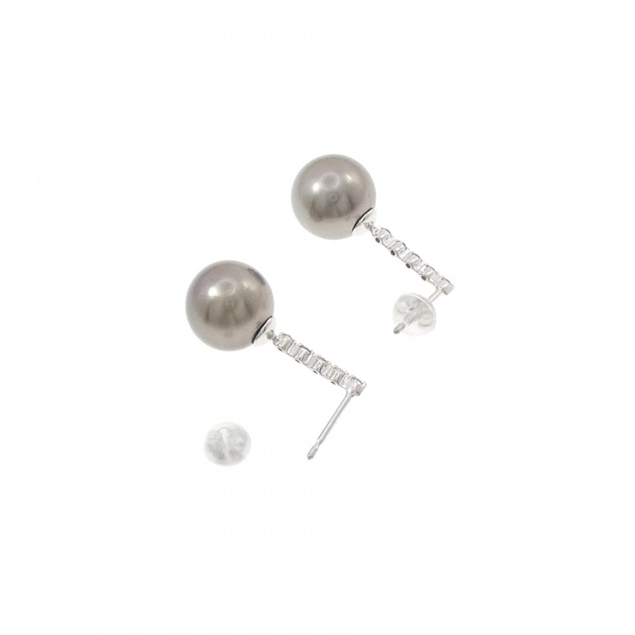 K14WG 黒蝶パール ピアス 10.3mm