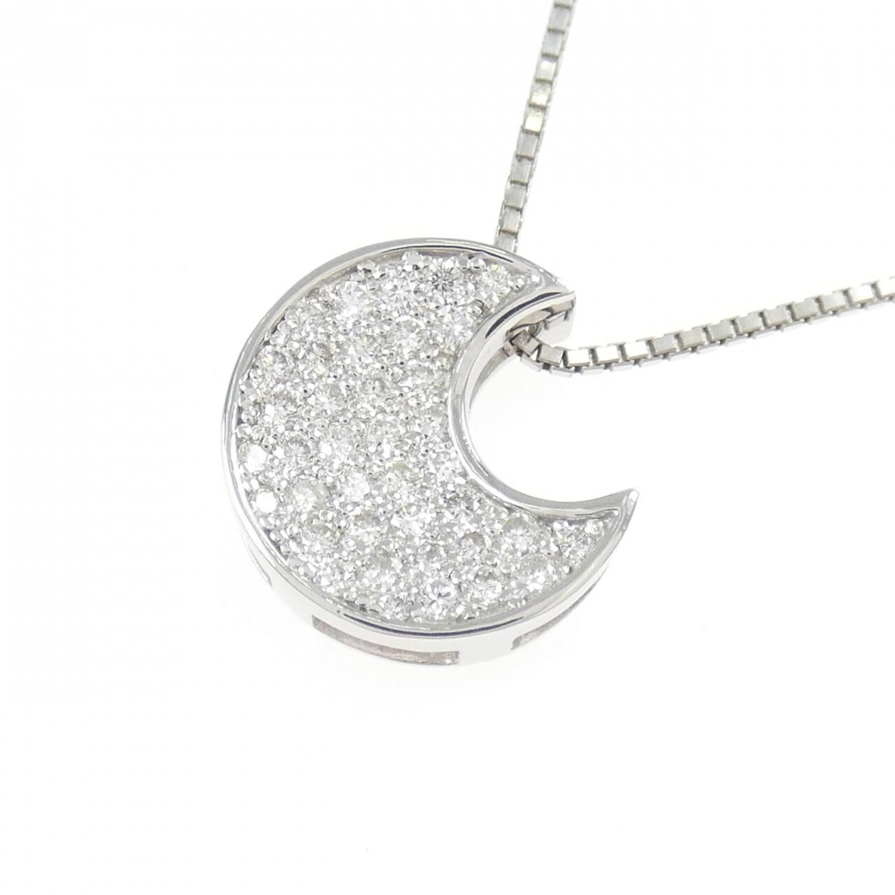 K18WG 月牙形密鑲鑽石項鍊 0.50克拉