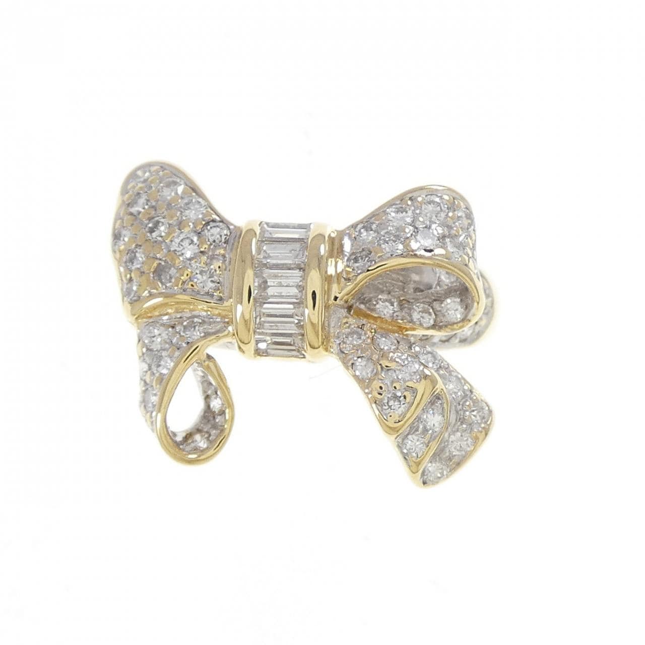 K18YG/K18WG リボン ダイヤモンド リング 0.75CT