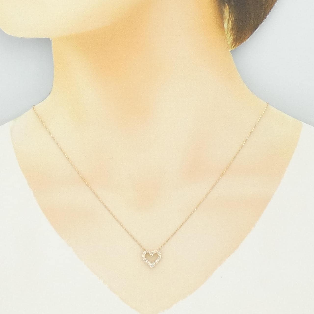 K18PG ハート ダイヤモンド ネックレス 0.30CT