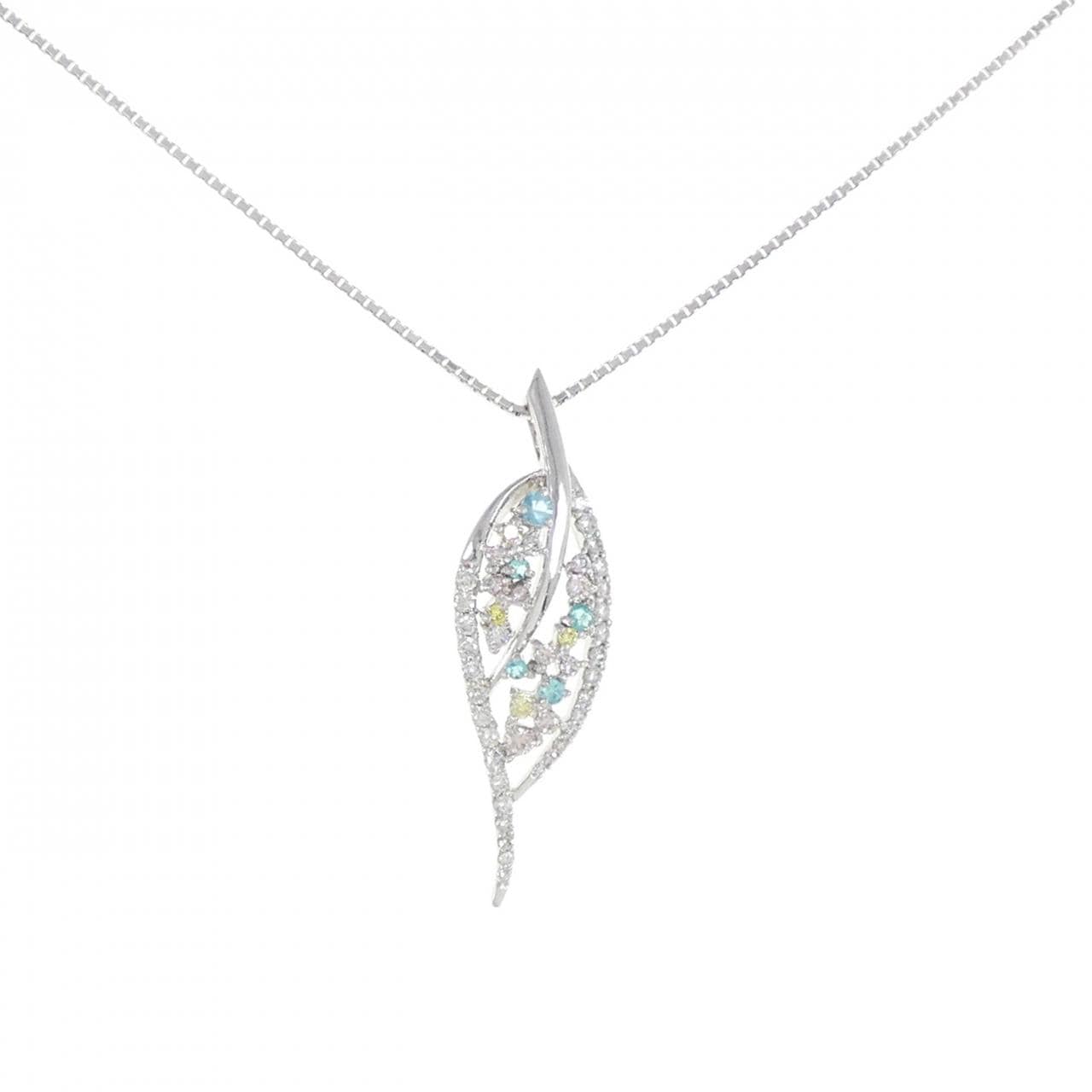 K18WG リーフ トルマリン ネックレス 0.14CT
