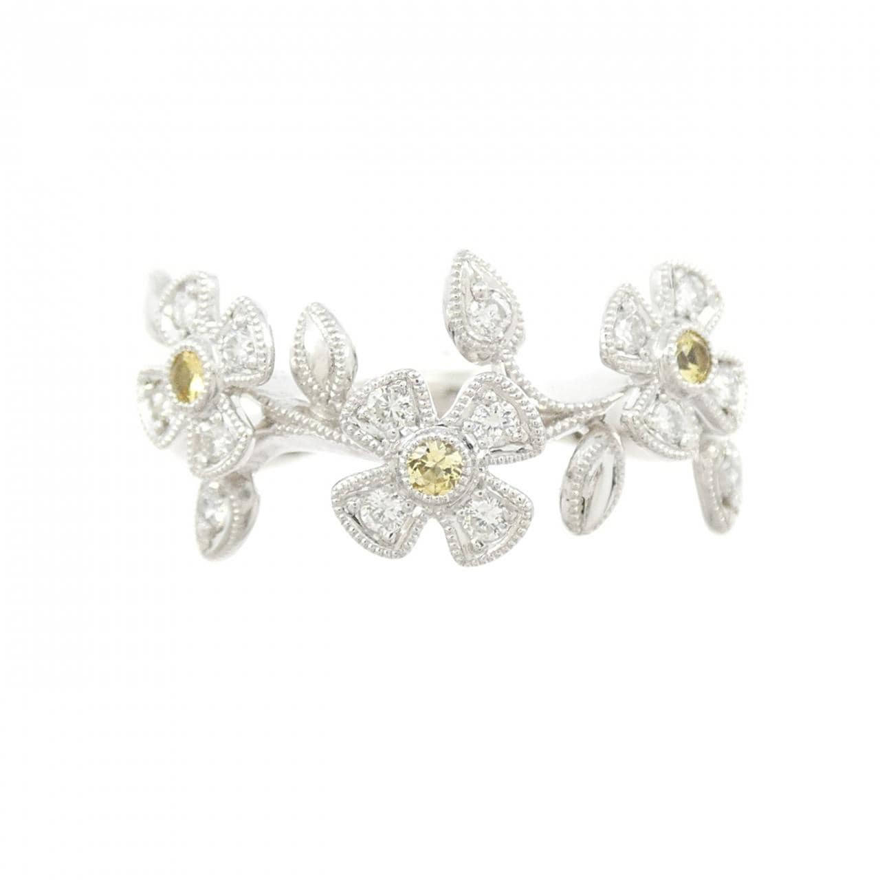 PT900 Flower Sapphire Ring 0.07CT