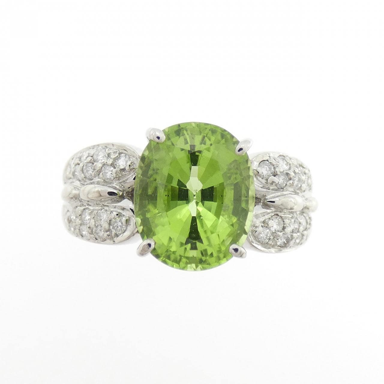 750WG ペリドット リング 3.65CT