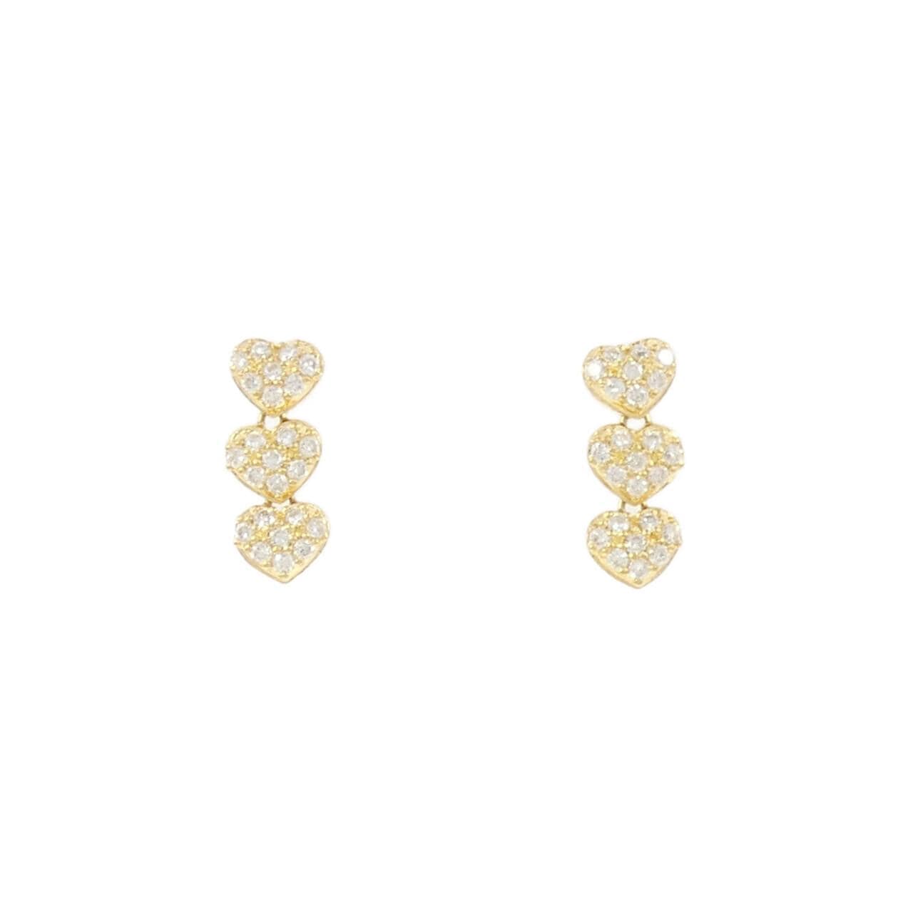 K18YG ハート ダイヤモンド ピアス 0.46CT