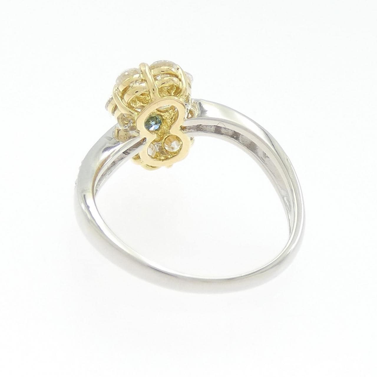 PT900/K18YG フラワー ダイヤモンド リング 1.35CT