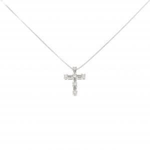 K18WG クロス ダイヤモンド ネックレス 0.09CT