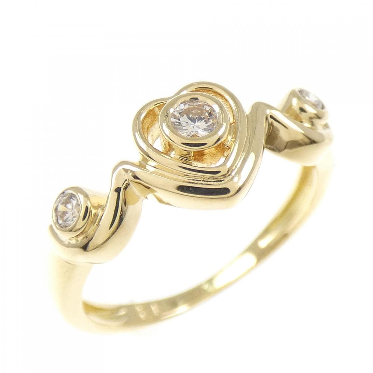 K18YG ハート ダイヤモンド リング