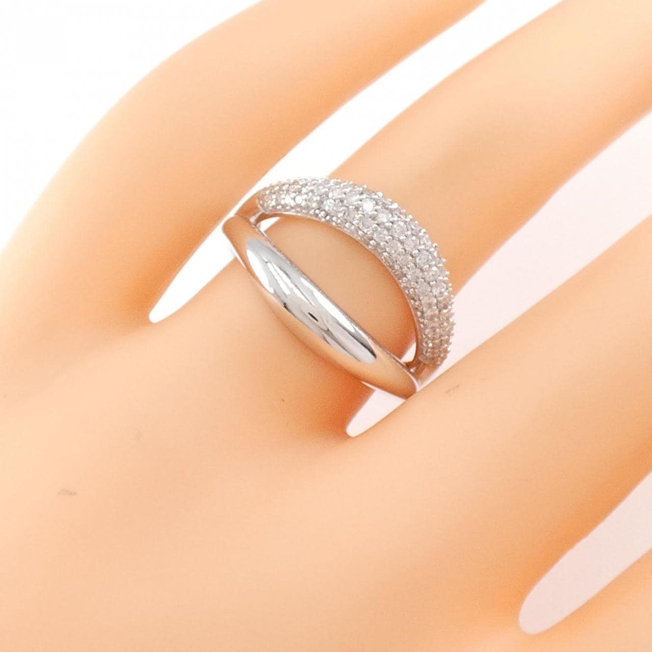 【新品】K18WG パヴェ ダイヤモンド リング 0.47CT