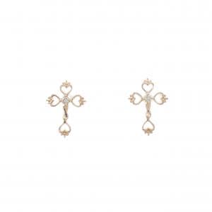 K10PG クロス×ハート  ダイヤモンド ピアス