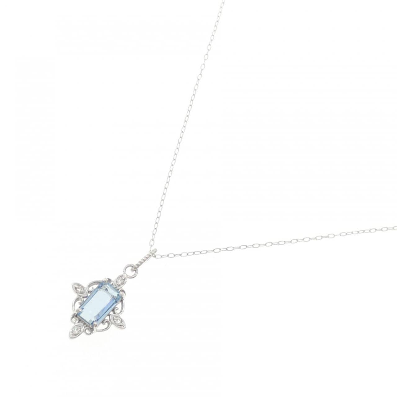 K18WG アクアマリン ネックレス 0.57CT