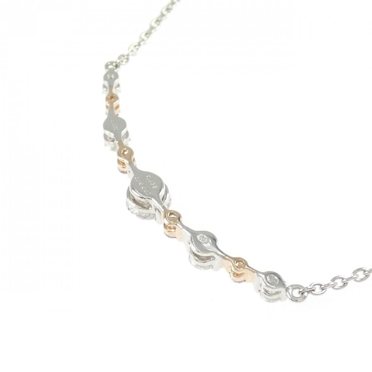 PT900/K18PG/PT850 ピンクダイヤモンド ネックレス 0.07CT