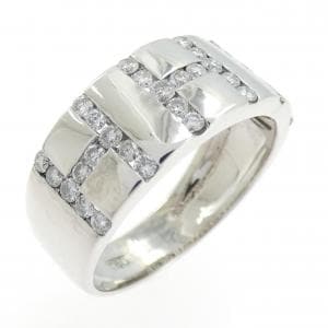 750WG イニシャルH ダイヤモンド リング 0.48CT