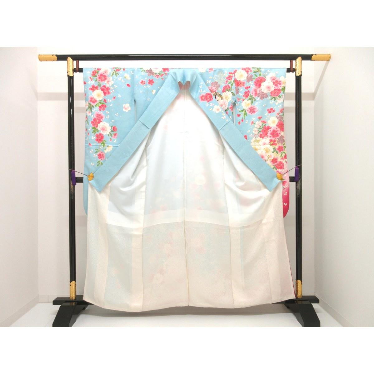 振袖　友禅金彩加工　刺繍入りボカシ染　裄丈Ｓ寸
