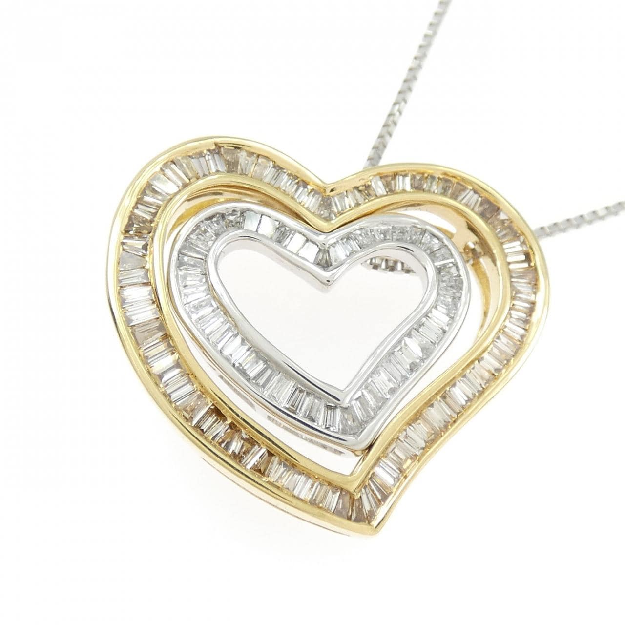 K18YG/K18WG ハート ダイヤモンド ネックレス 0.43CT