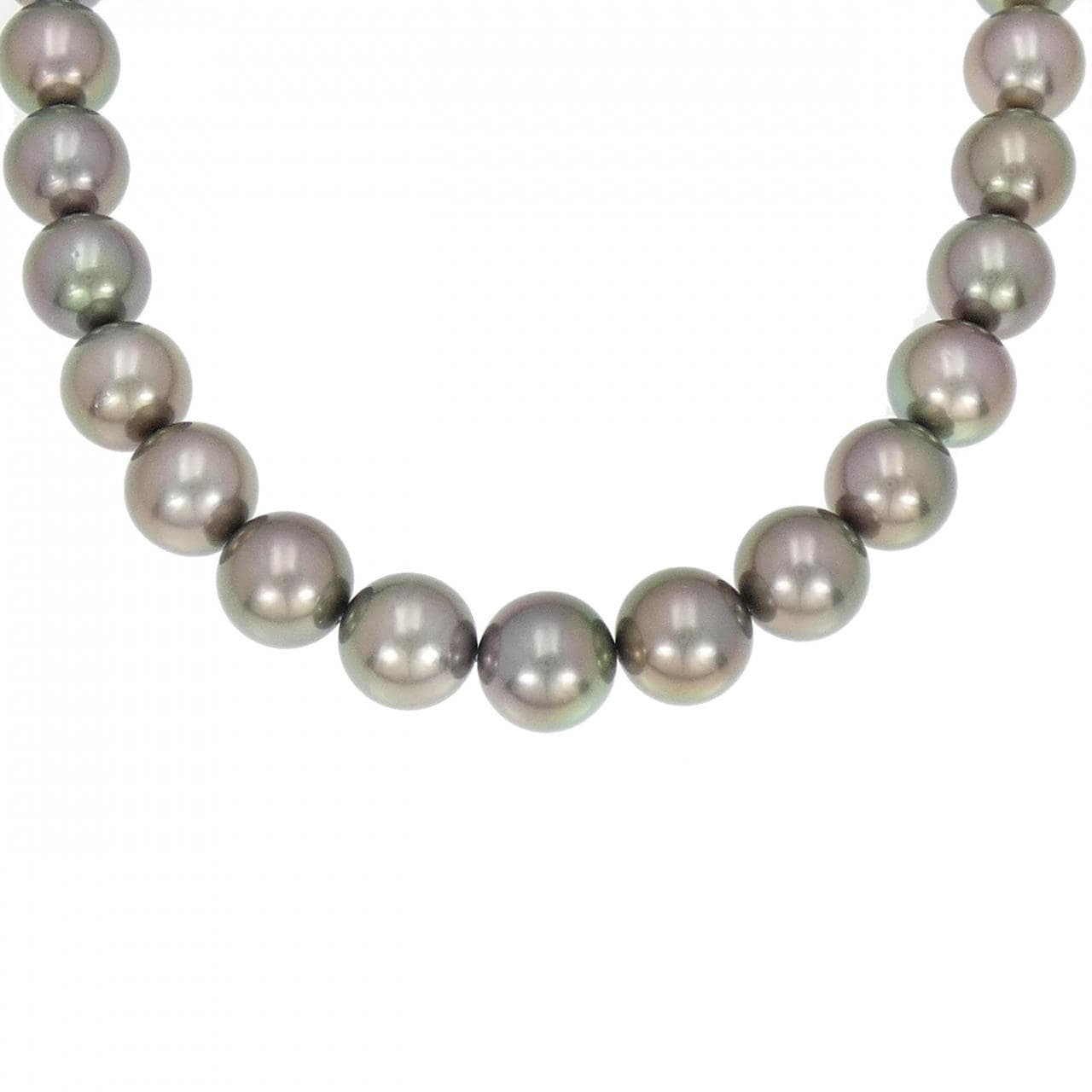 シルバークラスプ 黒蝶パール ネックレス 10-12mm