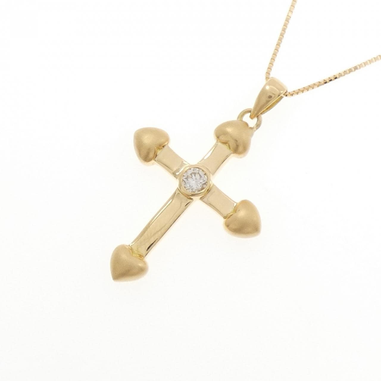 K18YG クロス ダイヤモンド ネックレス 0.15CT