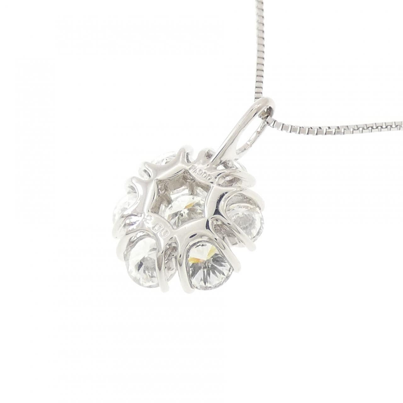PT900/PT850 フラワー ダイヤモンド ネックレス 2.00CT