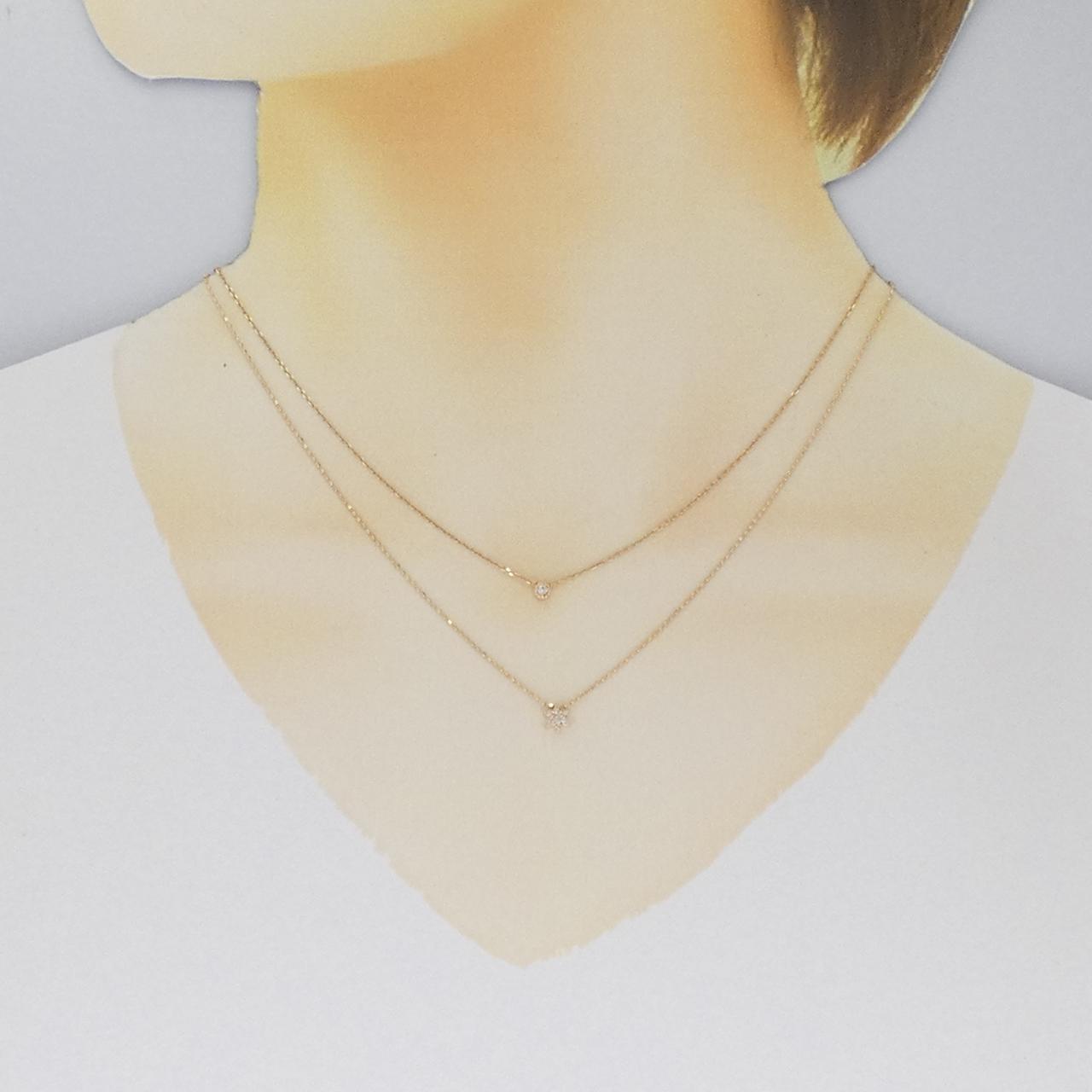 K10PG フラワー ダイヤモンド ネックレス 0.09CT