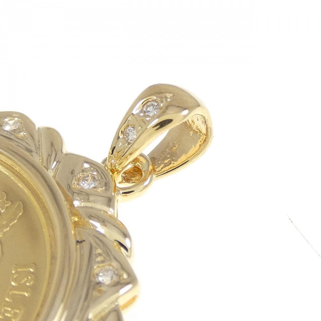 K18YG (frame) Diamond coin pendant 0.133CT