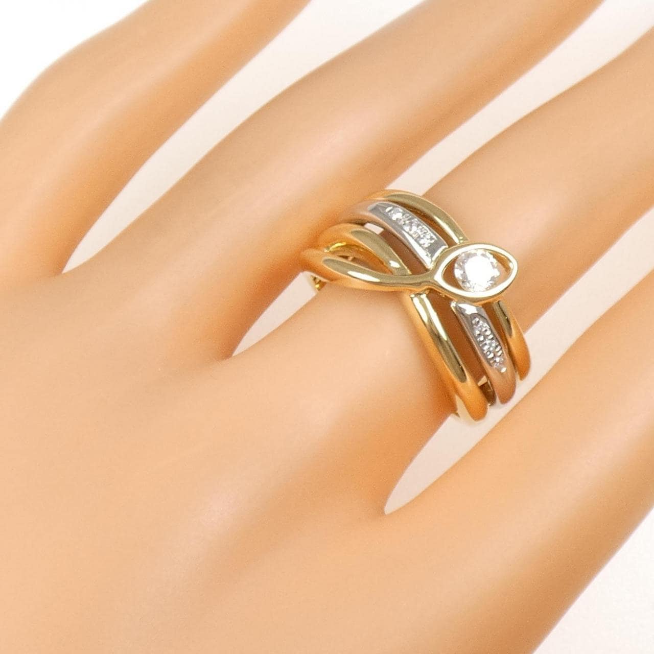 K18YG/PT900 ダイヤモンド リング 0.24CT