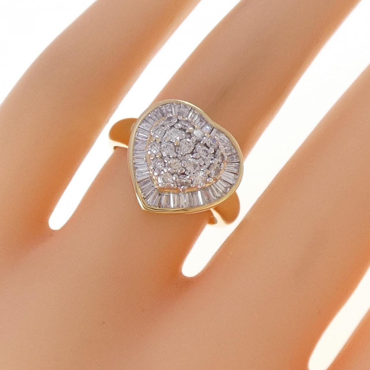K18YG/K18WG ハート ダイヤモンド リング 1.08CT