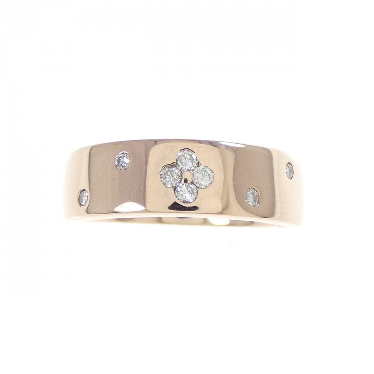 K18PG フラワー ダイヤモンド リング 0.10CT