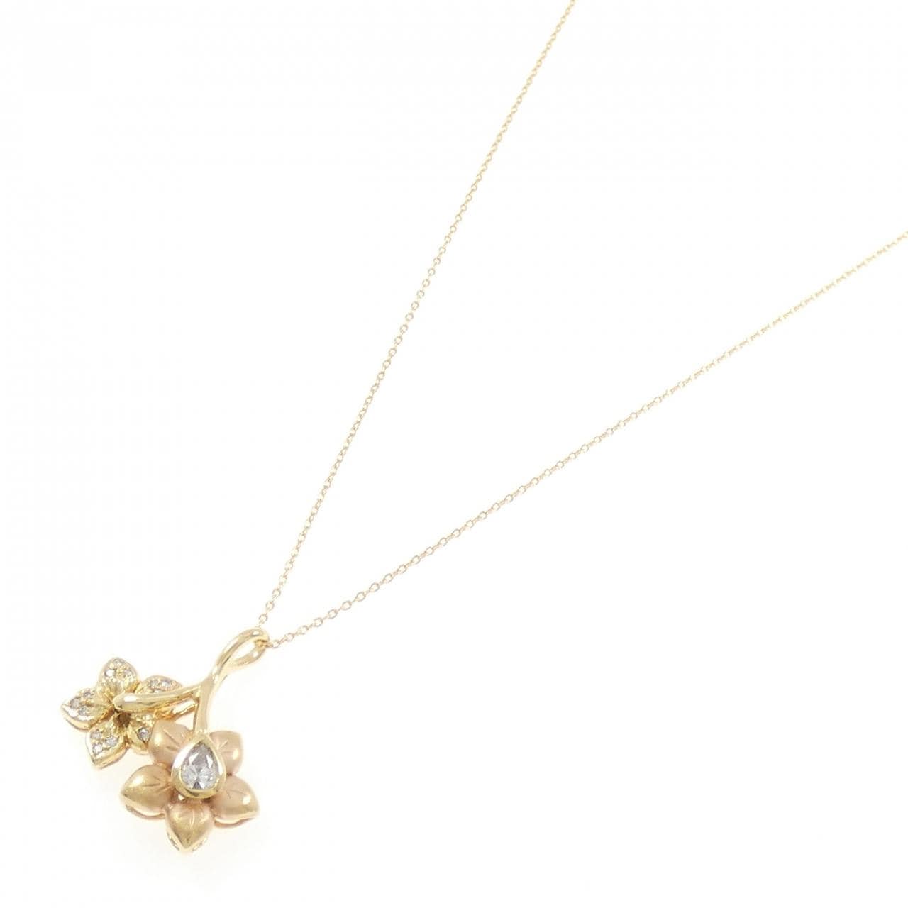 K18YG フラワー ダイヤモンド ネックレス 0.24CT