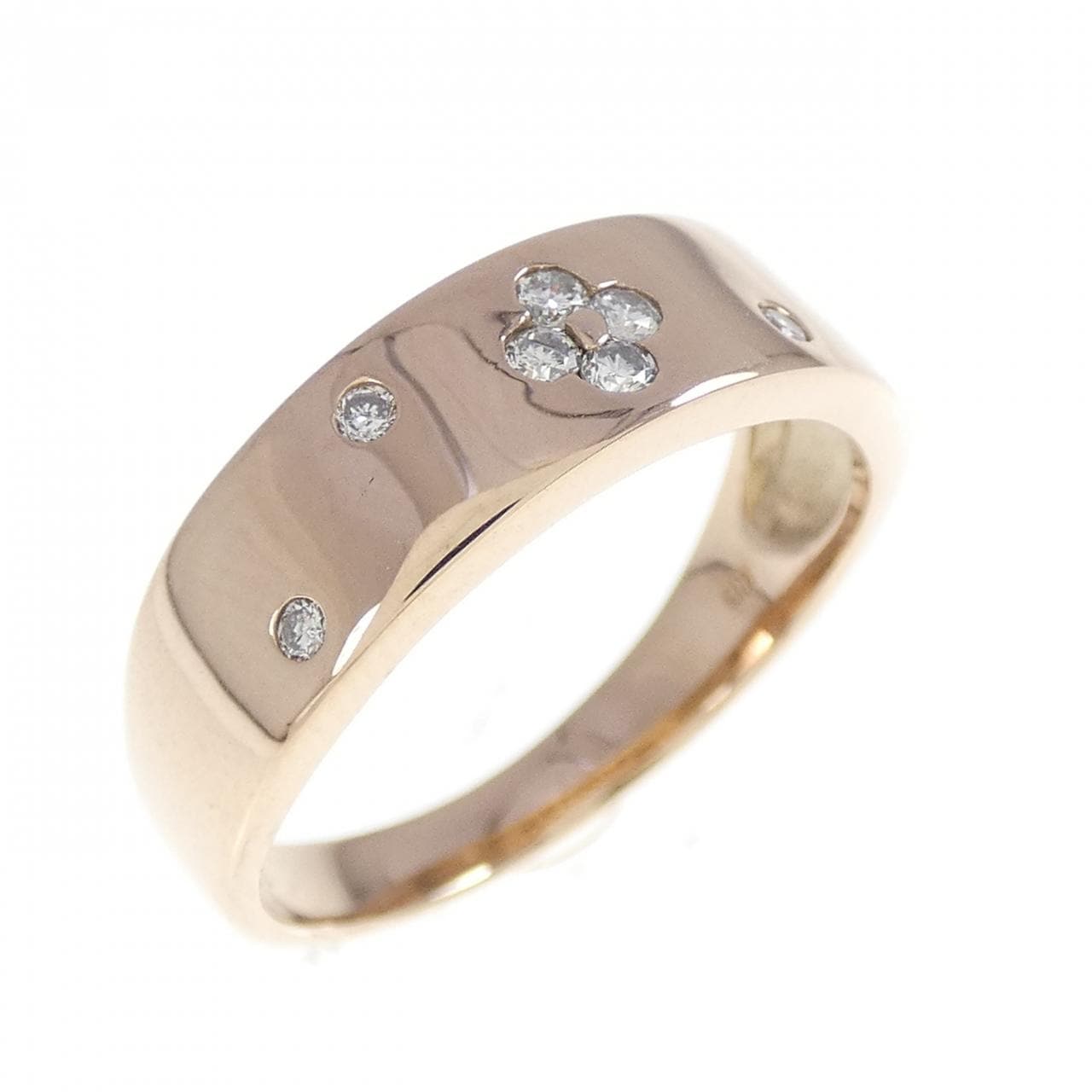 K18PG フラワー ダイヤモンド リング 0.10CT