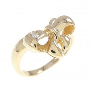 K18YG リボン ダイヤモンド リング 0.03CT