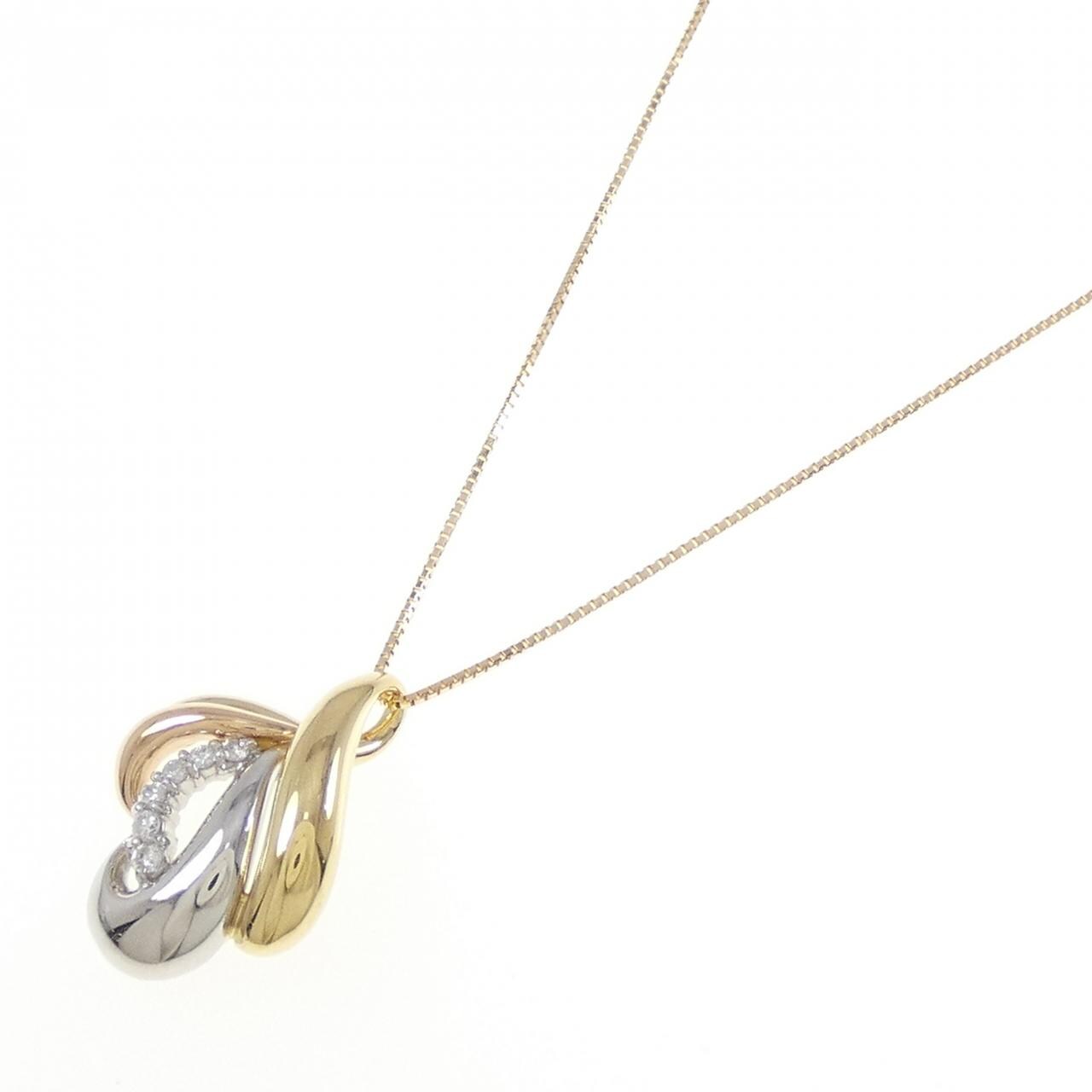 K18YG/PT900/K18PG ダイヤモンド ネックレス 0.10CT