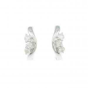 K18WG スリーストーン ダイヤモンド イヤリング 0.50CT