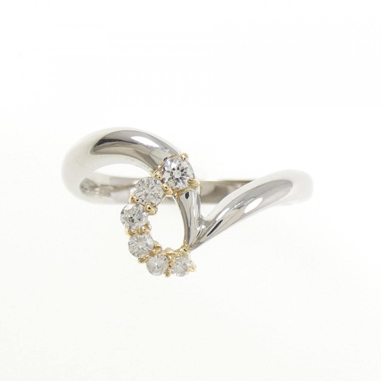 K18YG/PT900钻石戒指 0.13克拉