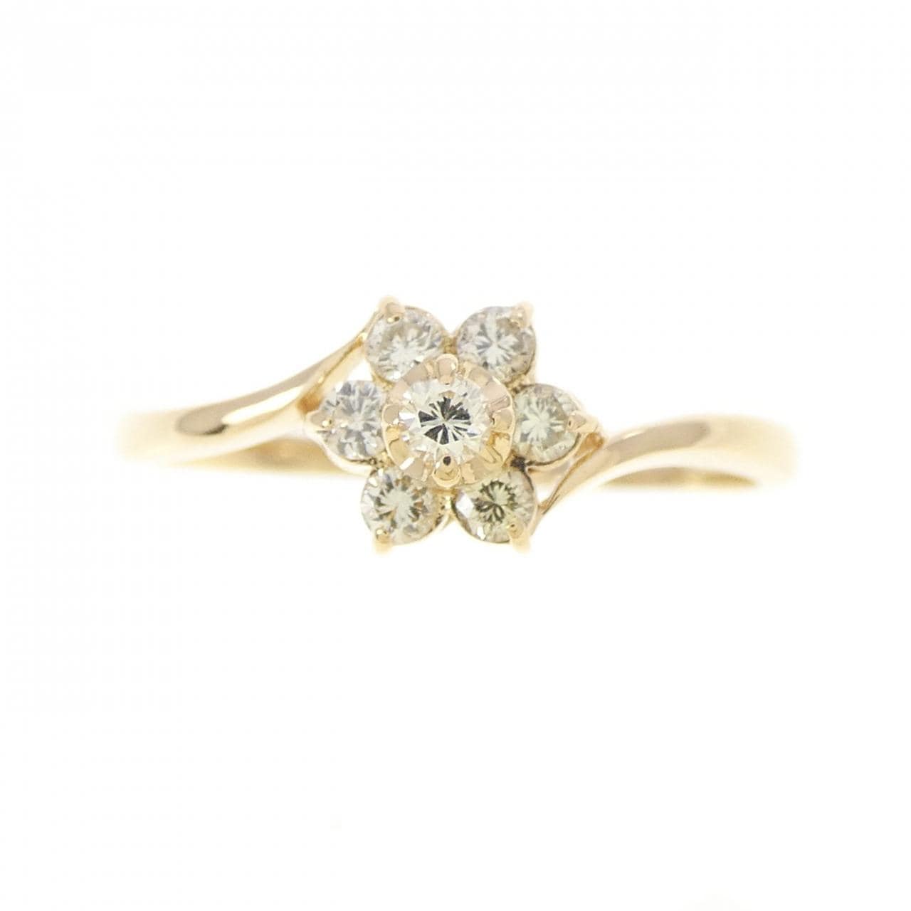 K18YG フラワー ダイヤモンド リング 0.20CT